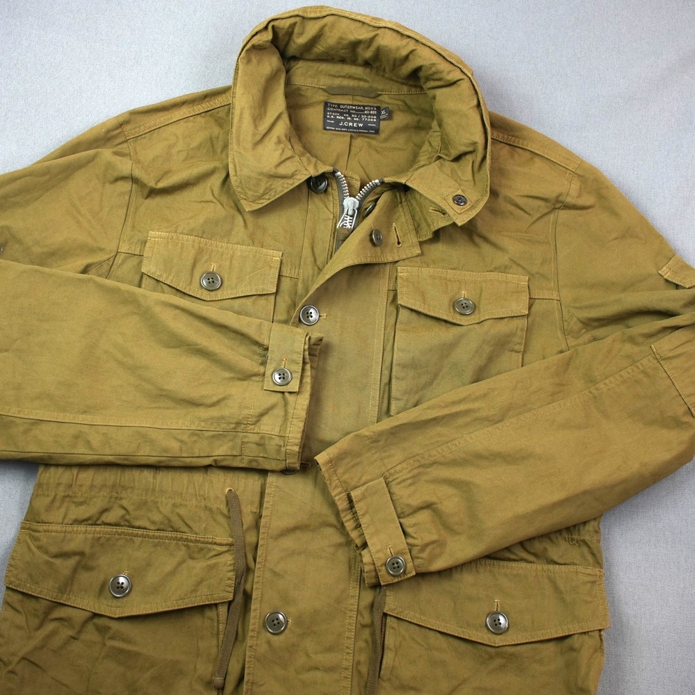 J. Crew M-65 Style Military Field Jacket in OD Green w/ built-in hood.